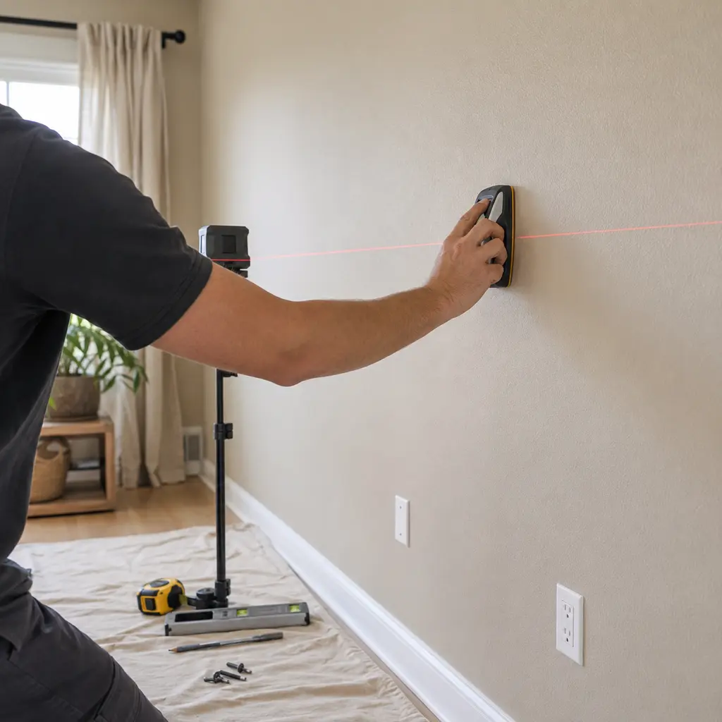 Careful measurements during a TV mounting installation